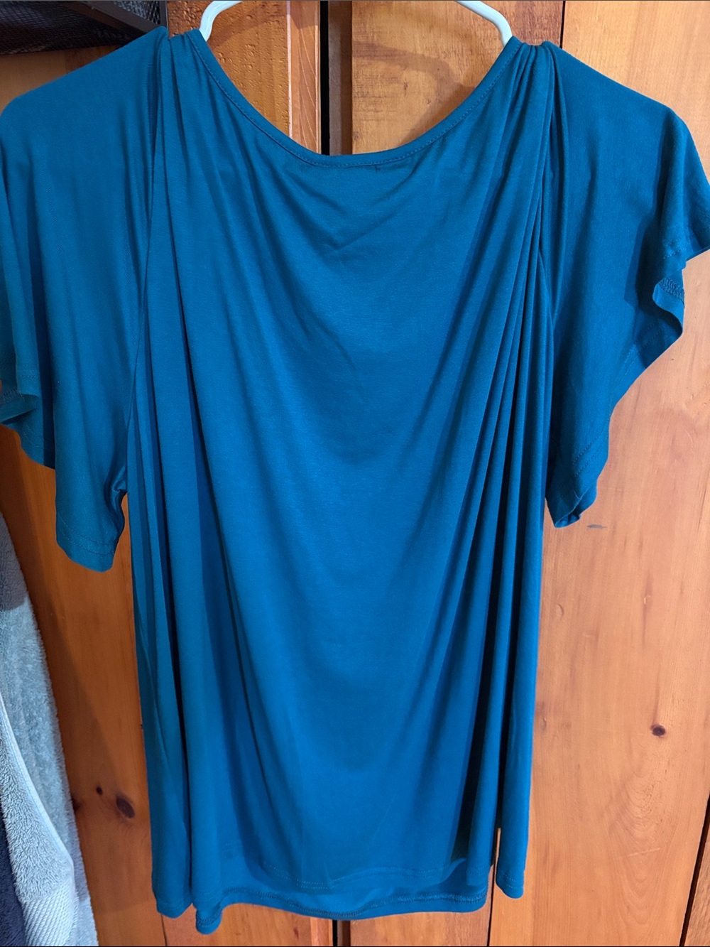 BloomChic Teal Short-Sleeve Drape Top with Knot Detail - Picture 4 of 4